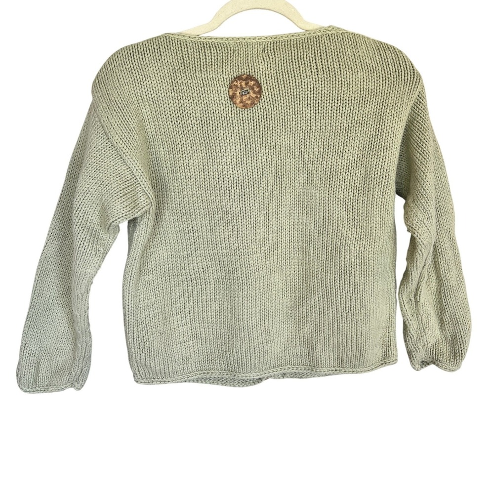Caravan Sage Green 100% Cotton Chunky Knit Button Front Cardigan Sweater XS/S - Picture 2 of 7